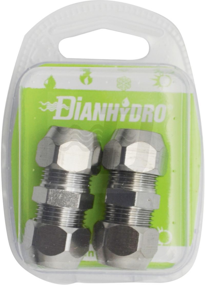 2 PZ RACCORDI DIRITTI DOPPI CON DADI CONICI CROMATI BLISTER pz.2 x (1/2x1/2) Diam.10