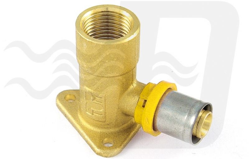 RACCORDO PER GAS CURVO FEMMINA CON FLANGIA 3 FORI 20 x 1/2" (cf. 5 NR)