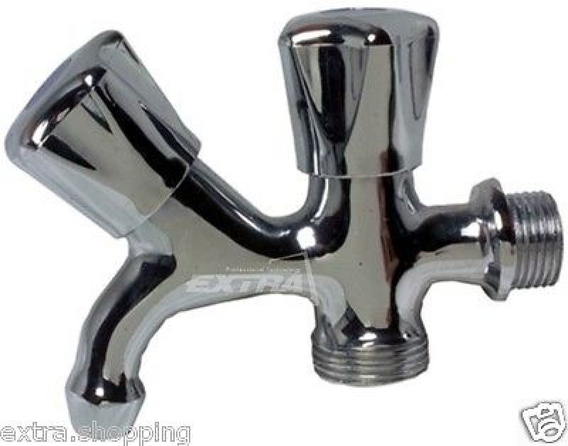 RUBINETTO A MURO LAVATRICE DOPPIO LAVASTOVIGLIA DUPLEX MANOPOLE VITONE CROMATO-182223986565
