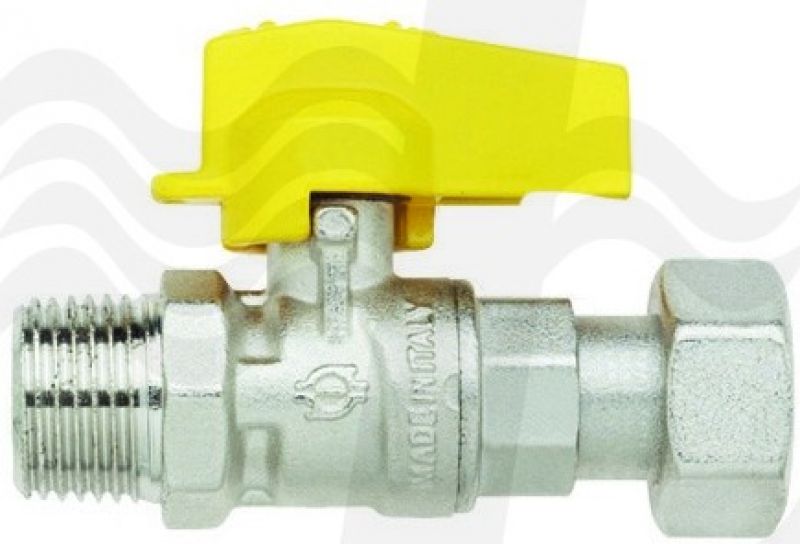 RUBINETTO A SFERA DIRITTO CON LEVETTA NORMGAS MASCHIO-GIRELLO FEMMINA 1/2" x 1/2" (cf. 20 NR)