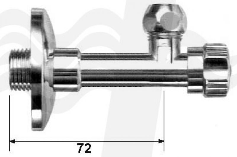 RUBINETTO AD ANGOLO CON ROSONE E DADO CONICO CORTO 1/2 x 3/8