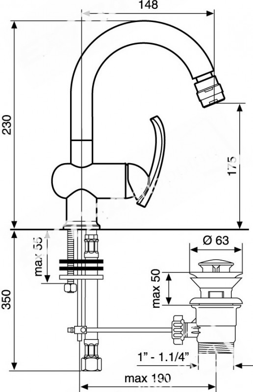 RUBINETTO MISCELATORE BIDET ALTO EMMEVI RAMSES 72074 CROMATO