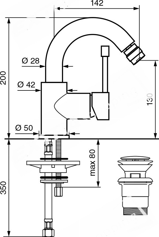 RUBINETTO MISCELATORE BIDET EMMEVI EDEN 71044 CROMATO