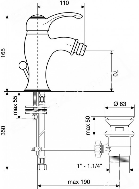 RUBINETTO MISCELATORE BIDET EMMEVI HARMONY 22004 CROMATO RAMATO BRONZATO