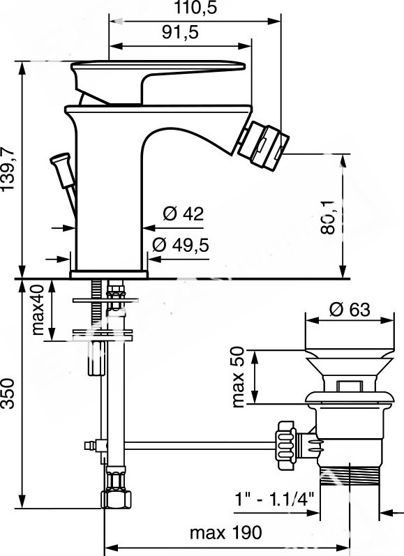 RUBINETTO MISCELATORE BIDET EMMEVI KIRY 88004 CROMATO