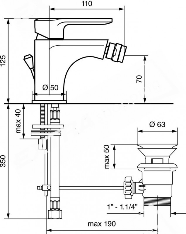 RUBINETTO MISCELATORE BIDET EMMEVI NEFER 77044 CROMATO