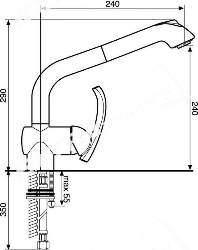 RUBINETTO MISCELATORE CUCINA LAVELLO DOCCETTA ESTRAIBILE EMMEVI RAMSES 72068