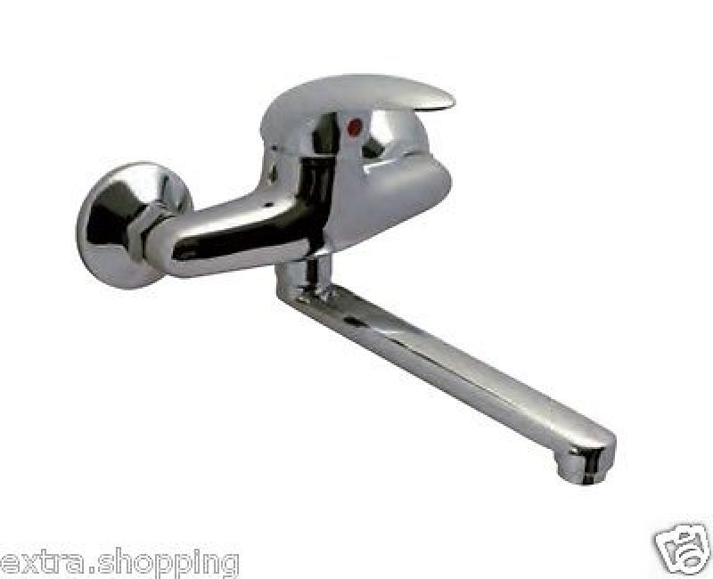 RUBINETTO MISCELATORE GRUPPO LAVELLO A PARETE  MURO CROLLA CROMATO CROMO CUCINA