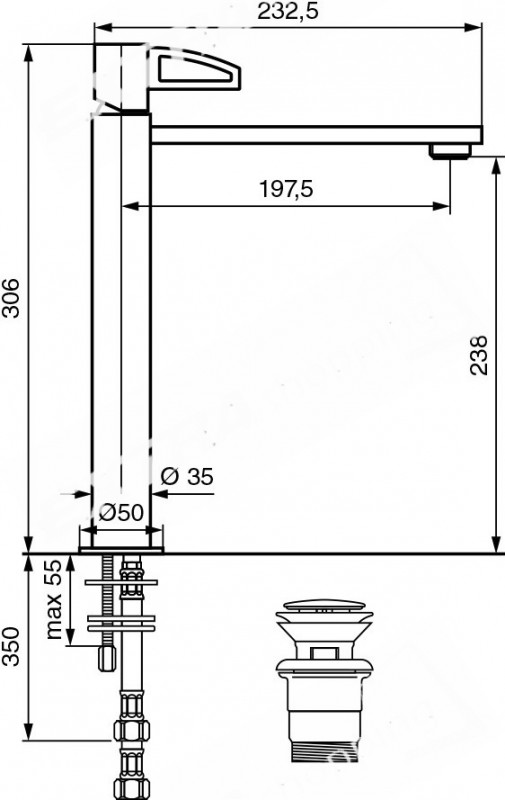 RUBINETTO MISCELATORE LAVABO ALTO ADE 78006LA EMMEVI CROMATO MODERNO