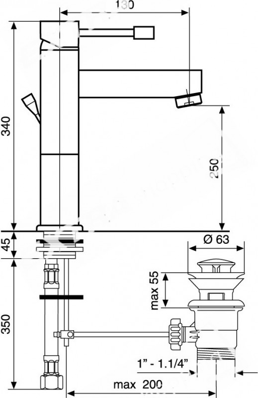 RUBINETTO MISCELATORE LAVABO ALTO EMMEVI EDEN 71006 CROMATO