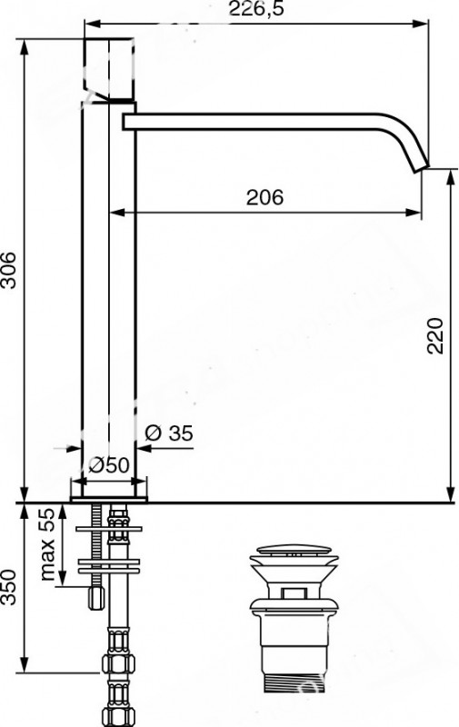 RUBINETTO MISCELATORE LAVABO ALTO EMMEVI MINU ' 83006 CROMATO