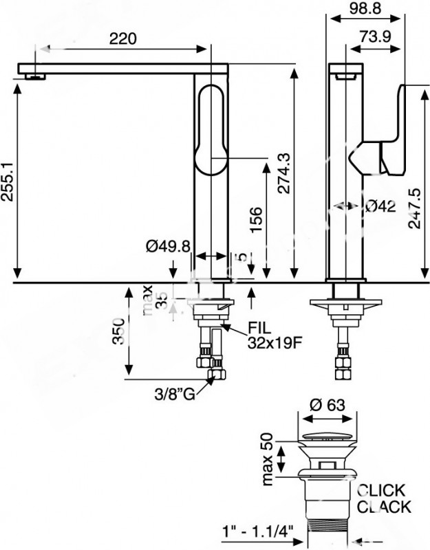 RUBINETTO MISCELATORE LAVABO ALTO EMMEVI NEFER 77006 CROMATO