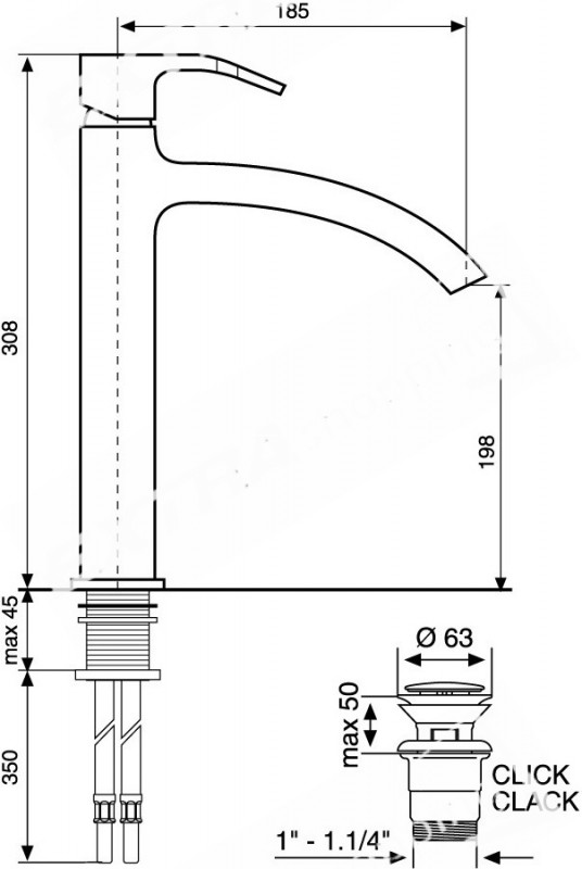 RUBINETTO MISCELATORE LAVABO ALTO EMMEVI NIAGARA 74003BIG CROMATO