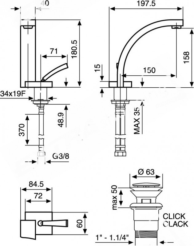 RUBINETTO MISCELATORE LAVABO ANTEF EMMEVI 42003 CROMATO