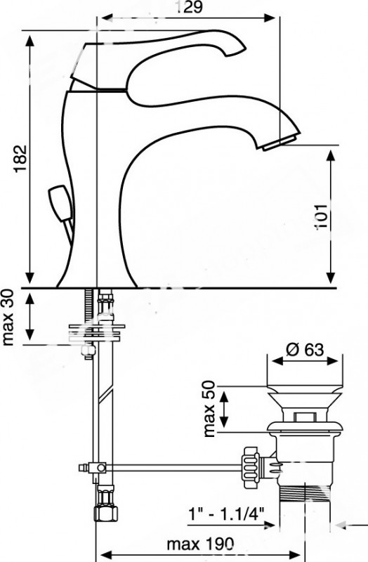 RUBINETTO MISCELATORE LAVABO EMMEVI ARES 76003  CROMATO