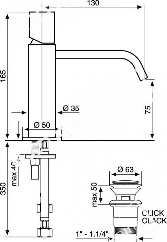 RUBINETTO MISCELATORE LAVABO EMMEVI MINU ' 83003 CROMATO
