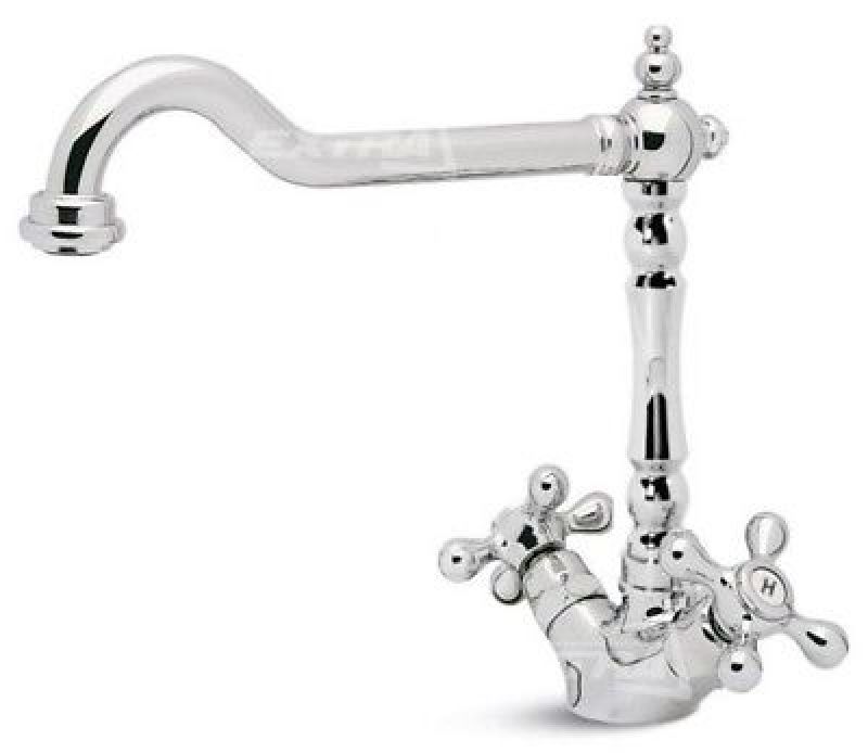 RUBINETTO MISCELATORE LAVELLO CROLLA CROMO OTTONE STELLA RETRO CUCINA