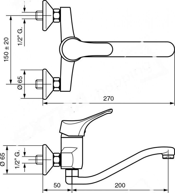 RUBINETTO MISCELATORE LAVELLO CUCINA A PARETE EMMEVI ZEUS 3005ZMM160 CROMATO