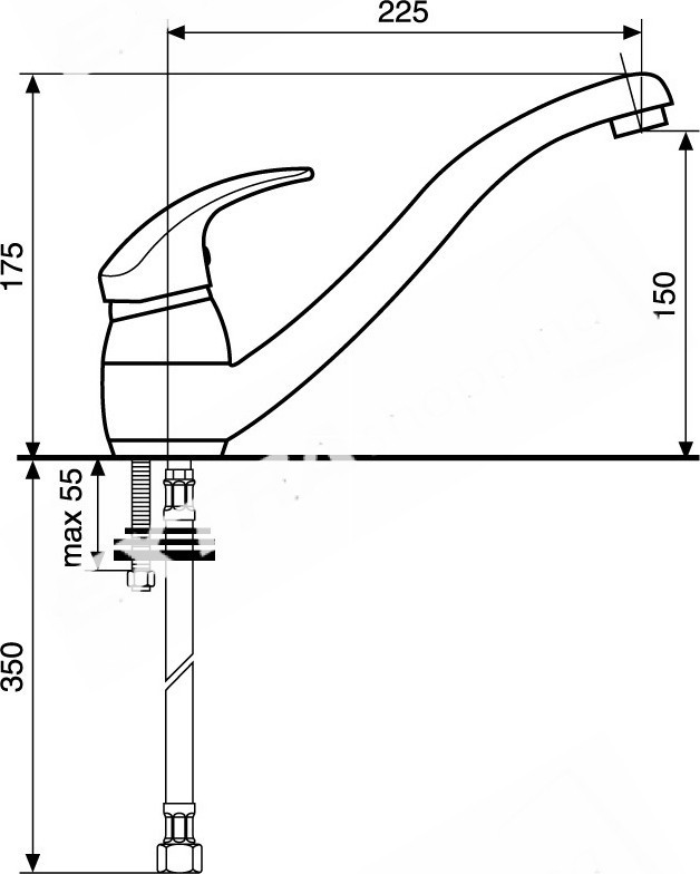 RUBINETTO MISCELATORE LAVELLO CUCINA MONOFORO EMMEVI ANUBIS 7095 CROMATO