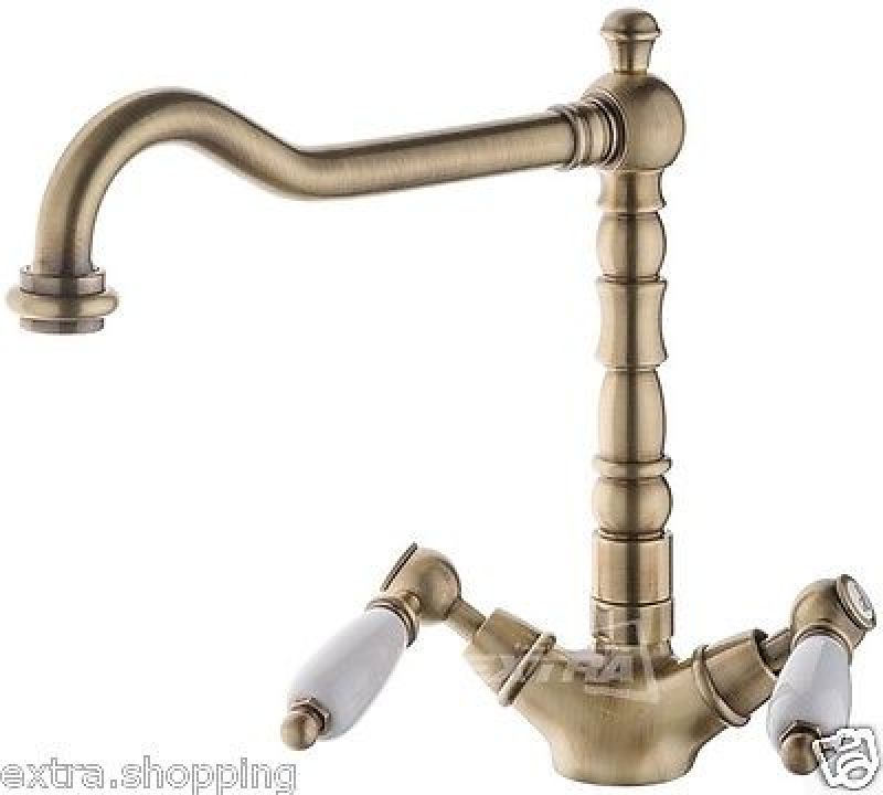 RUBINETTO MONOCOMANDO BRONZO BRONZATA RETRO' ANTICO DECO EMMEVI CUCINA LAVELLO