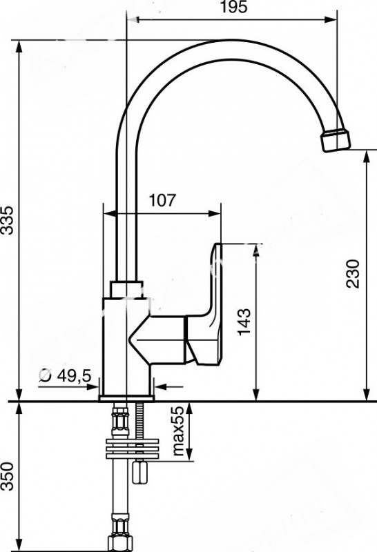 RUBINETTO MONOCOMANDO LAVELLO CUCINA NEFER EMMEVI 77077 CROMATO