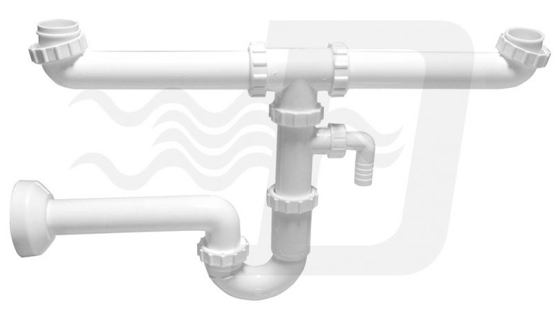 SIFONE PER LAVELLI A 2 VIE CON ATTACCO LAVATRICE 1" 1/2 Diam.40 (cf. 25 NR)