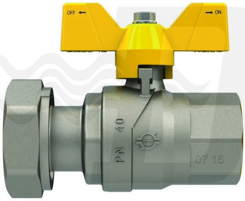 VALVOLA A SFERA GAS CON FARFALLA FUTURGAS FEMMINA-DADO GIREVOLE 3/4" x 3/4" (cf. 18 NR)