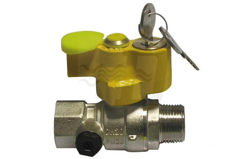 VALVOLA A SFERA GAS MF CON SERRATURA E PRESA PRESSIONE 3/4"